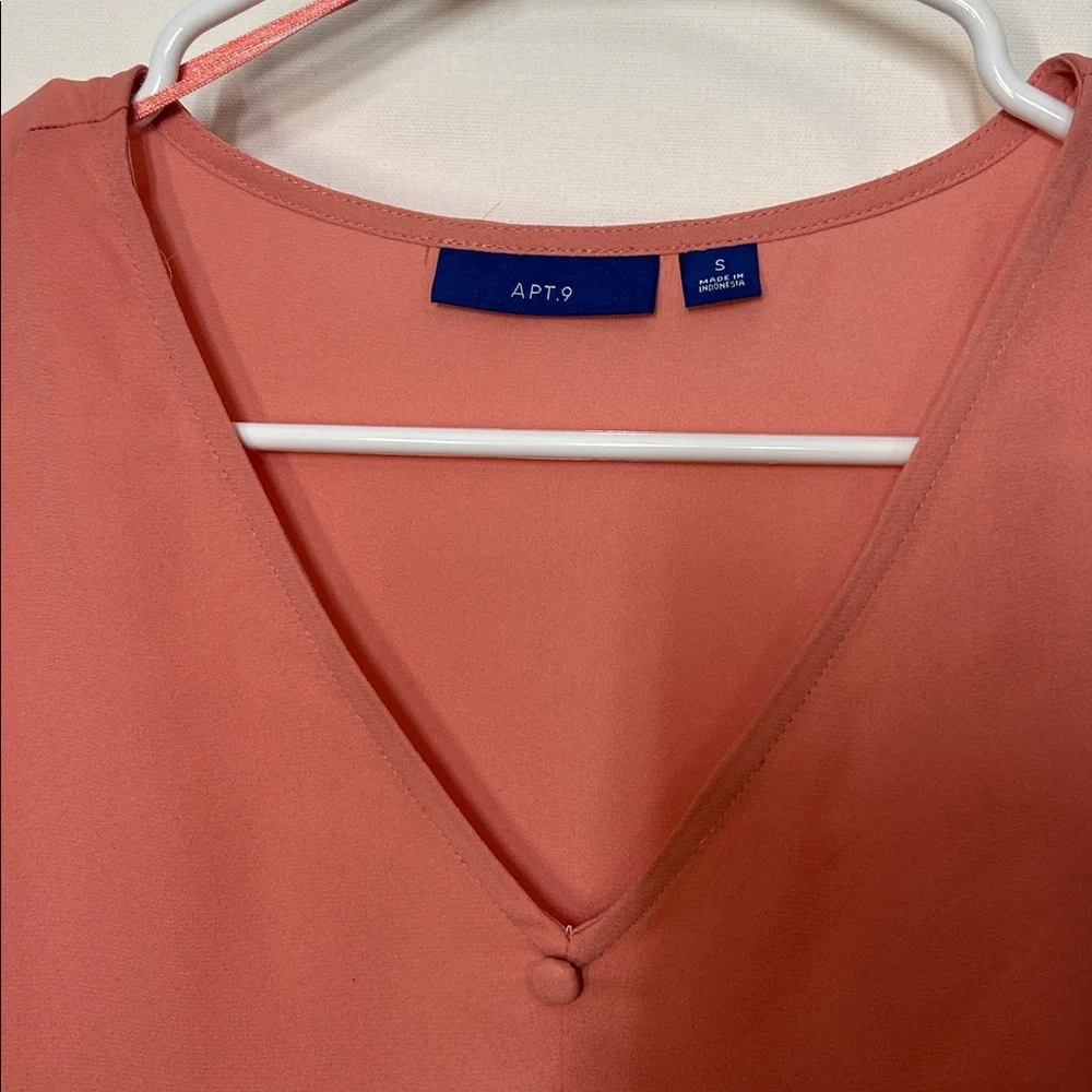 Apt. 9 Coral Button Front tie hem Blouse
